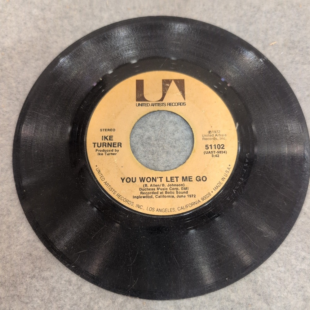 Ike Turner You Won't Let Me Go Dust My Broom 45 RPM Vinyl 1972 UA 51102 - Picture 2 of 3